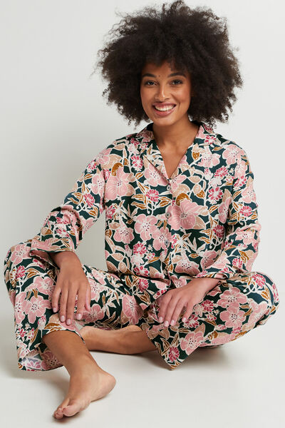 CHEMISE DE PYJAMA VISCOSE VERT/ROSE