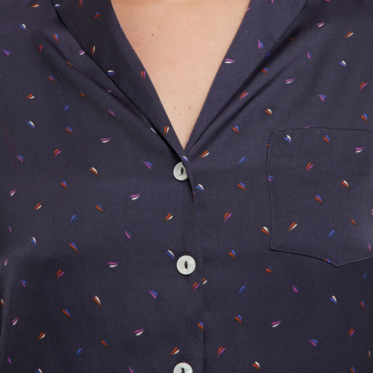 CLOTHILDE VESTE PYJAMA SATIN MULTICO BLEU