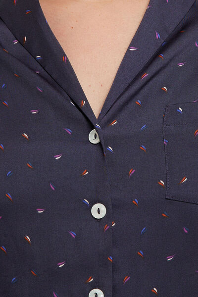 CLOTHILDE VESTE PYJAMA SATIN MULTICO BLEU