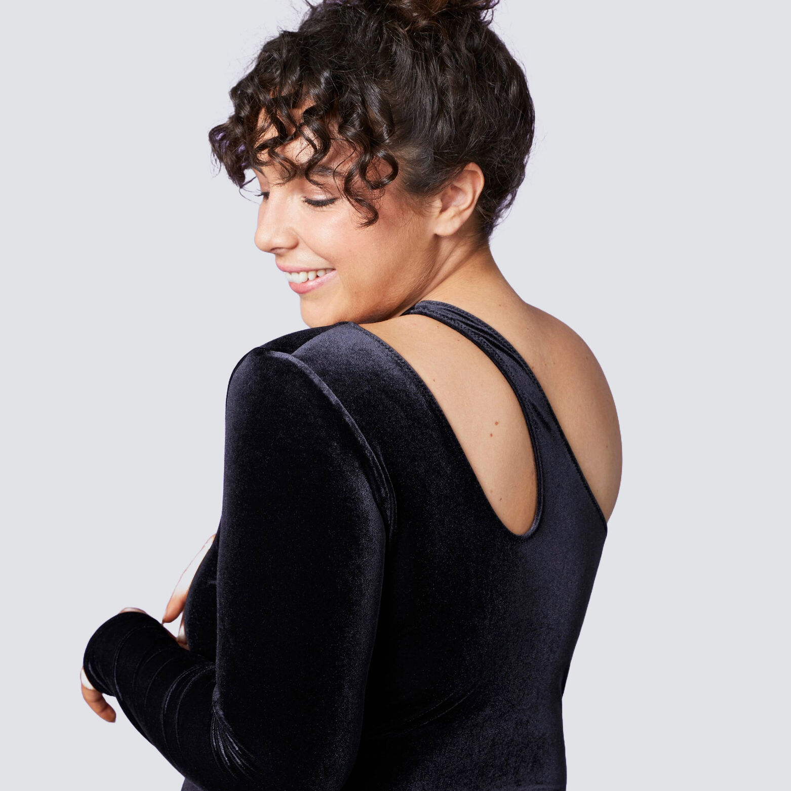 FLORIDE BODY VELOURS ONE SHOULDER NOIR
