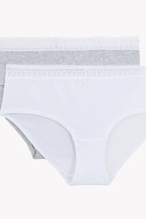 INFINITY LOT DE 2 SHORTYS COTON MULTICO BLANC