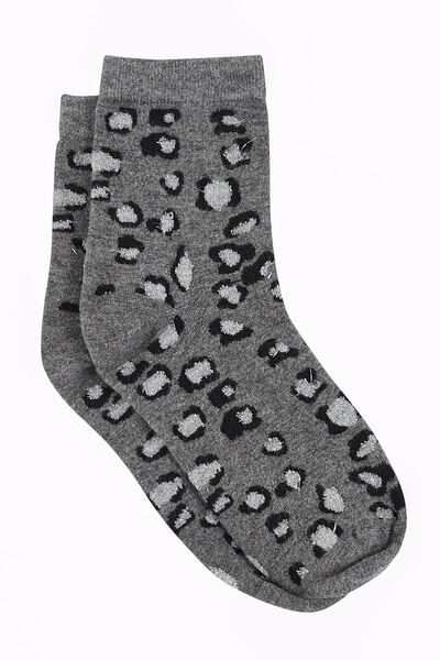 CHAUSSETTES LEOPARD MULTICO GRIS