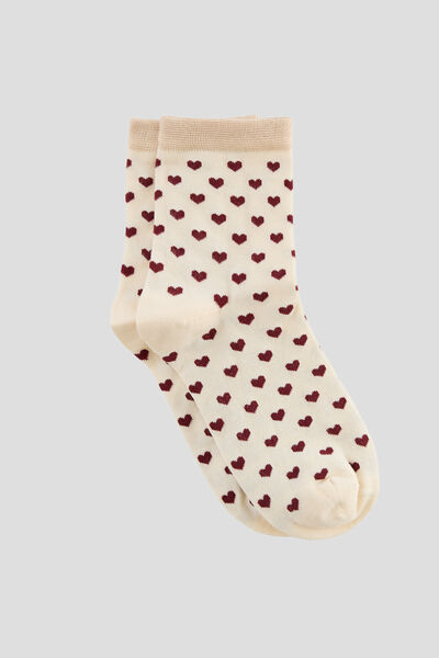 CHAUSSETTES COEURS MULTICO BLANC