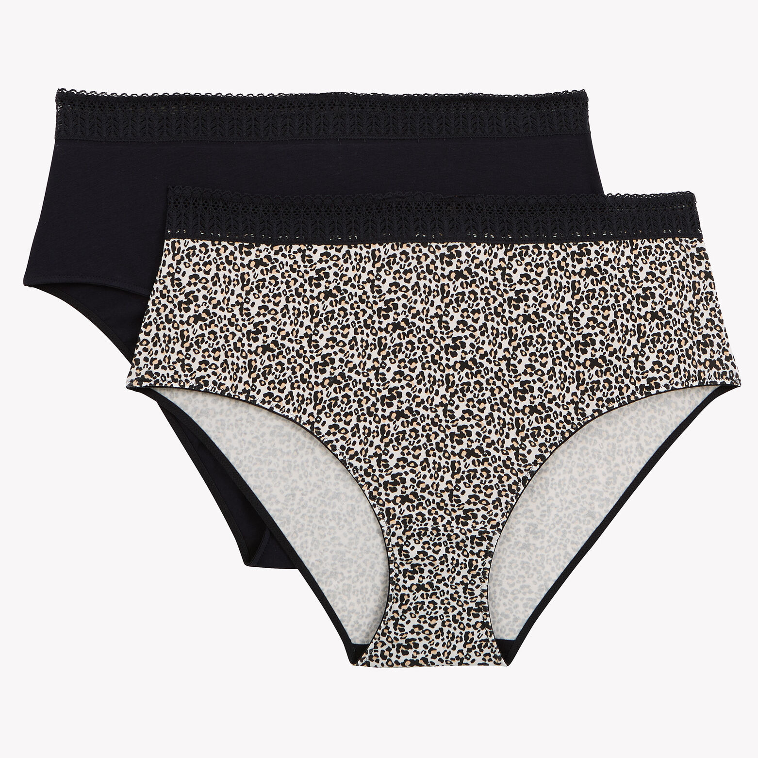 INFINITY LOT DE 2 CULOTTES HAUTES COTON MULTICO NOIR