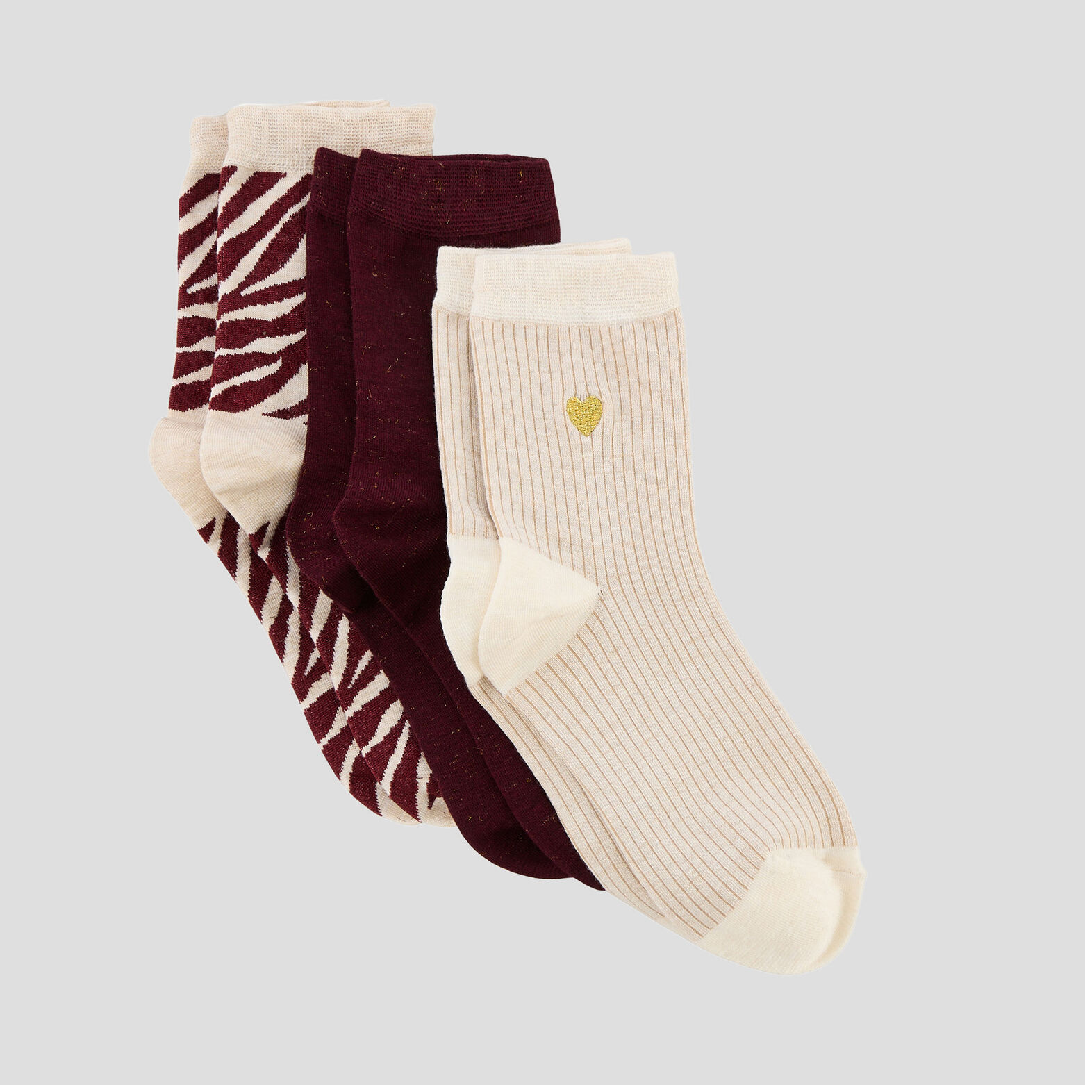 ANTIGUA LOT DE 3 PAIRES DE CHAUSSETTES MULTICO VIOLET