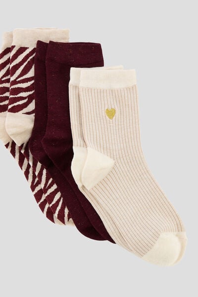 LOT DE 3 PAIRES DE CHAUSSETTES MULTICO VIOLET