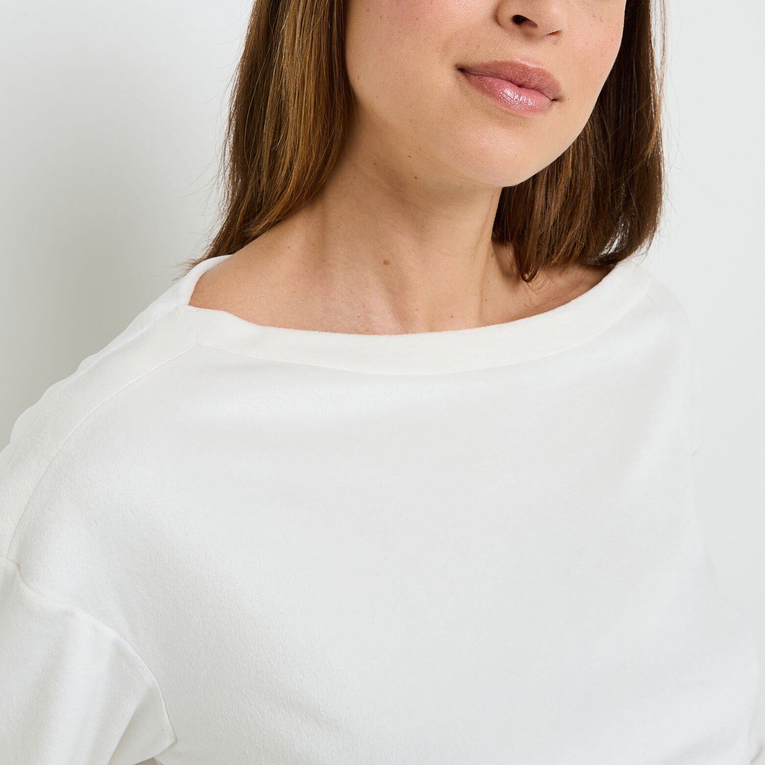 FLUFFY TEE-SHIRT MANCHES LONGUES ECRU