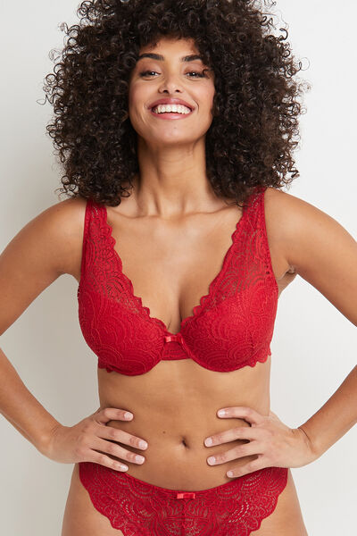 DENTELLE SOUTIEN-GORGE AMPLI FOULARD DENTELLE ROUGE