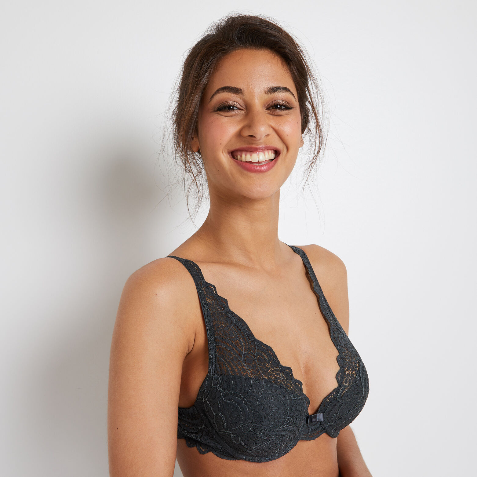 DENTELLE SOUTIEN-GORGE AMPLI FOULARD ANTHRACITE