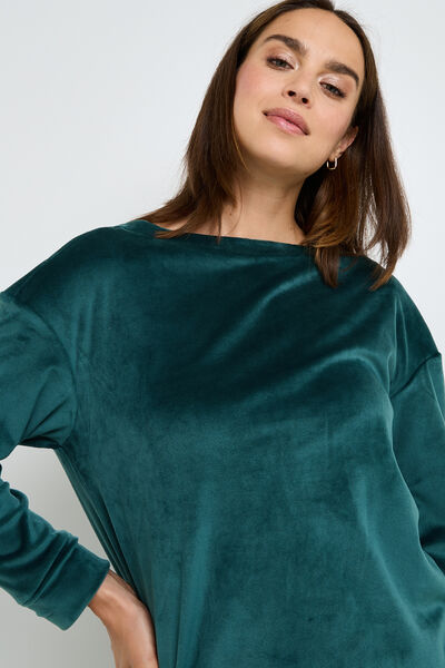 FLUFFY TEE-SHIRT MANCHES LONGUES VERT FONCE