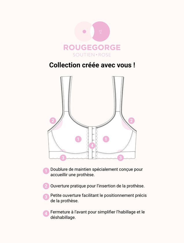 SWEET Soutien-gorge Post op&eacute;ratoire Brassi&egrave;re ROSE