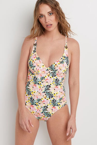 MAILLOT DE BAIN 1PIECE TRIANGLE BLANC/ROSE