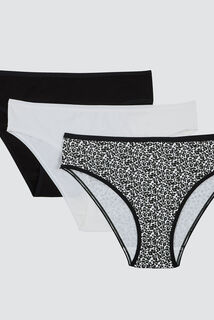 GERALDINE LOT CULOTTE X3 COTON BIO MULTICO NOIR