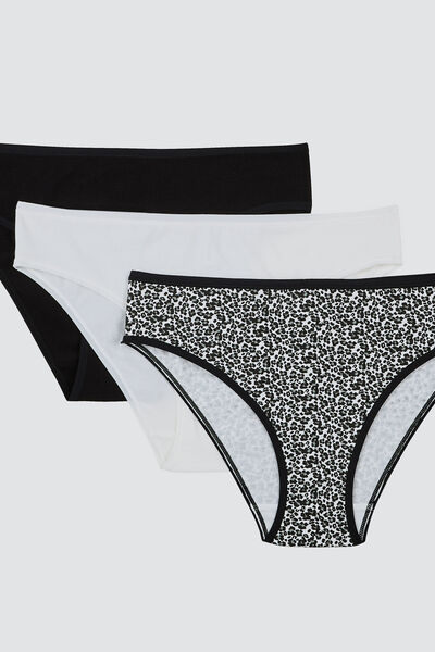LOT CULOTTE X3 COTON BIO MULTICO NOIR