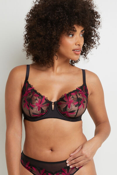 BETTY SOUTIEN-GORGE CORBEILLE BRODE MULTICO NOIR