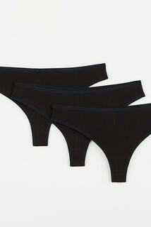 GERALDINE LOT TANGA X3 COTON BIO NOIR