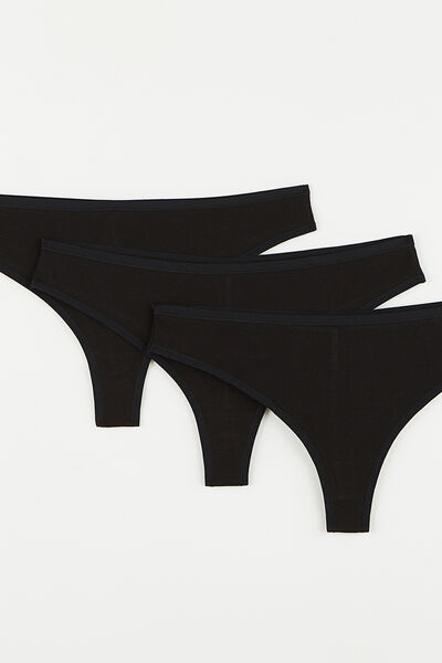 LOT TANGA X3 COTON BIO NOIR