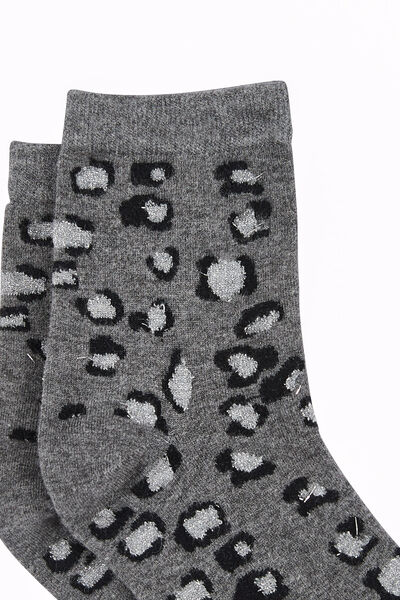CHAUSSETTES LEOPARD MULTICO GRIS