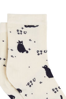 CRUMBLE CHAUSSETTES CHATS MULTICO BLANC