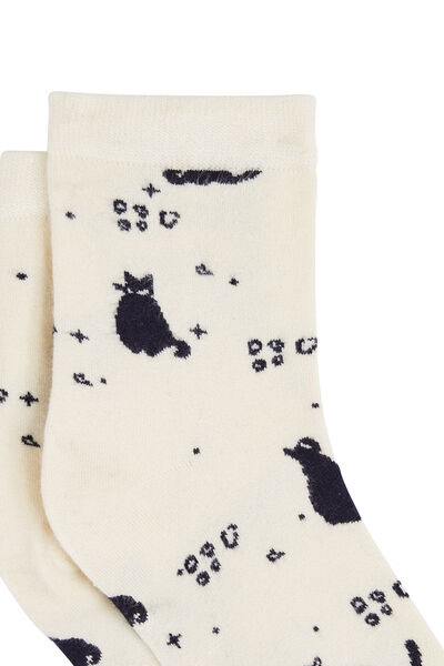 CHAUSSETTES CHATS MULTICO BLANC