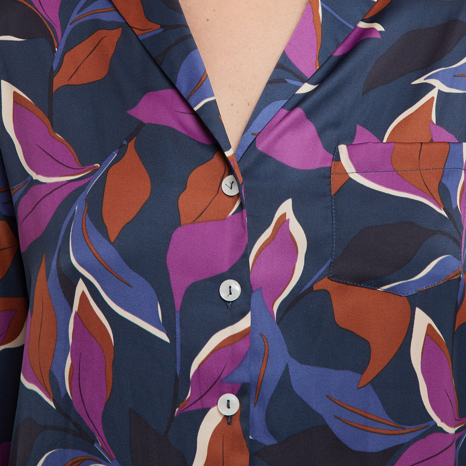 CLOTHILDE VESTE PYJAMA SATIN MULTICO VIOLET