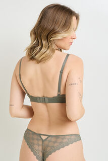GAELLE BRASSIERE SANS ARMATURE DENTELLE ET MICROFI KAKI