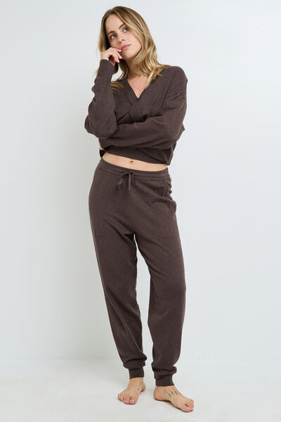 PANTALON EN TRICOT MARRON