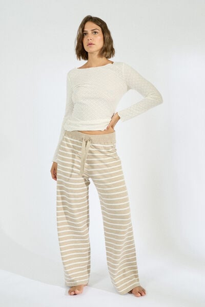 PANTALON EN TRICOT BEIGE