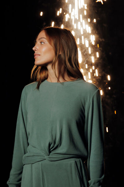 FLOREAL TEE SHIRT MANCHES LONGUES  PETROLE