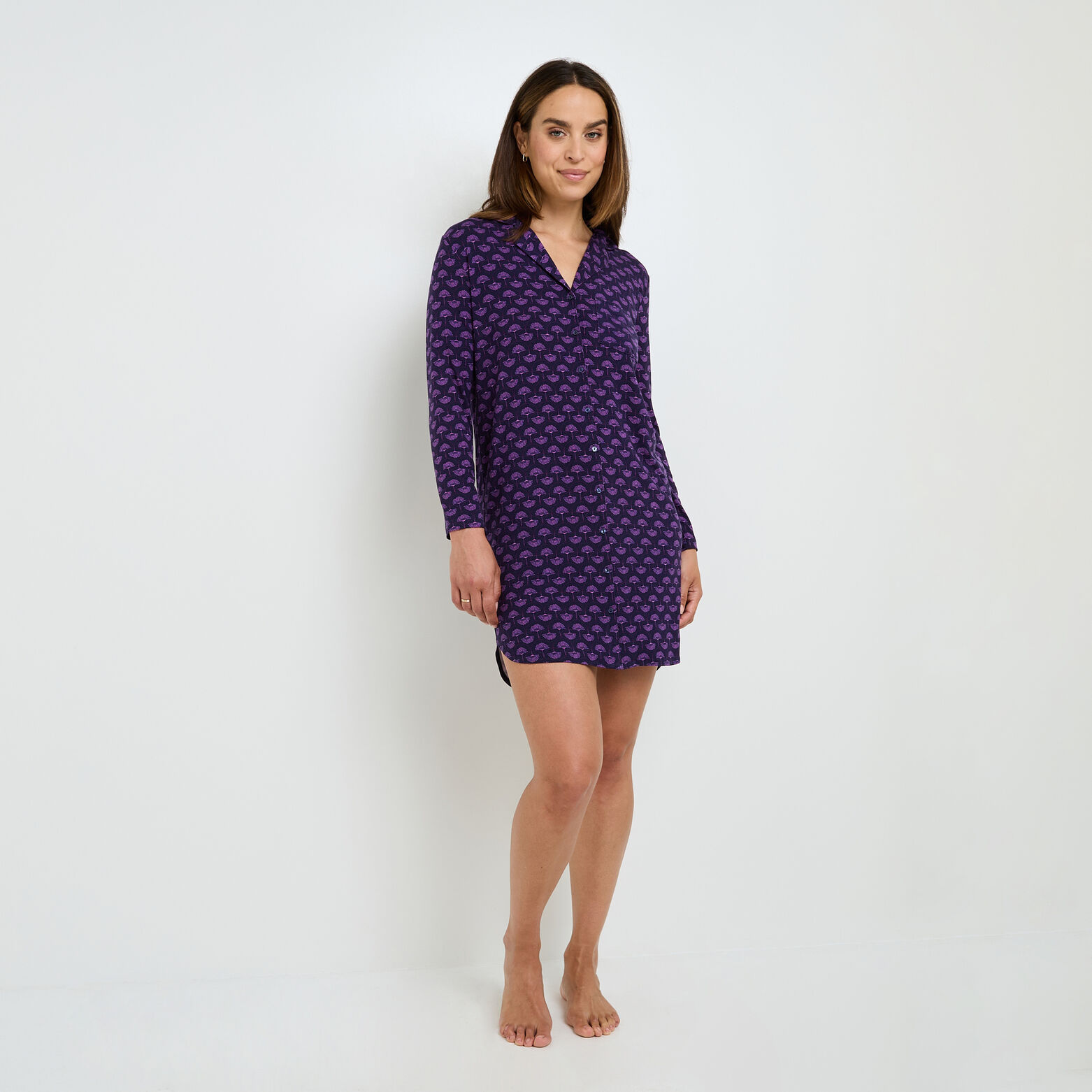 CAMILLE Chemise de nuit manches longues MULTICO ROSE