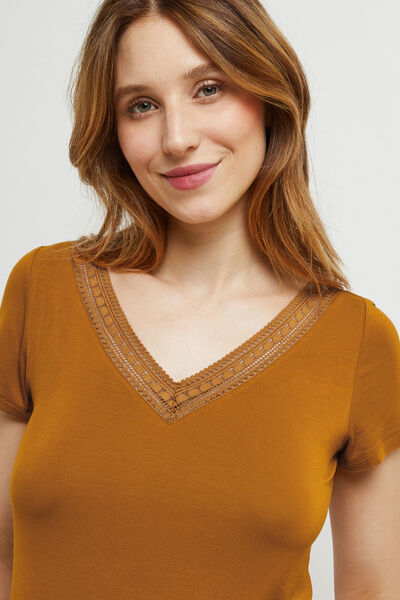 T-SHIRT MANCHES COURTES VISCOSE OCRE