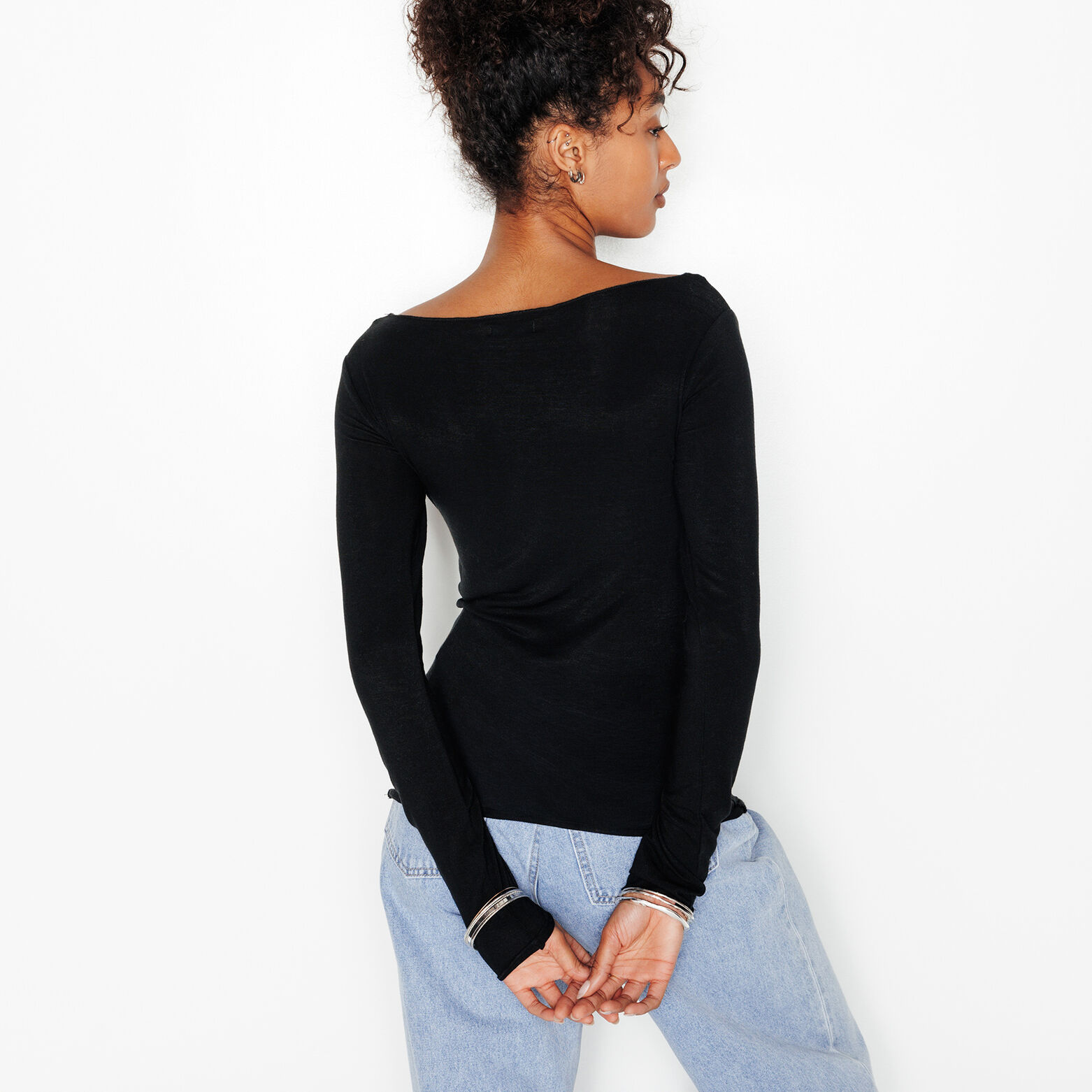 HORTENSE TEE-SHIRT AVEC LAINE NOIR