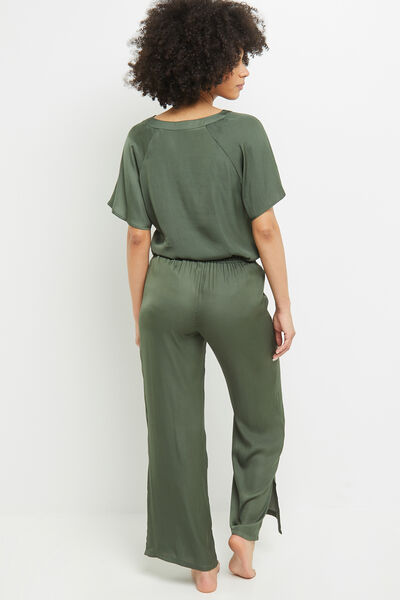 CARAMEL PANTALON LARGE  SATIN KAKI