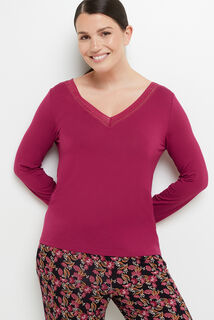 CAMILLE T-SHIRT MANCHES LONGUES VISCOSE PRUNE