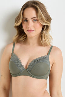 GAELLE SOUTIEN-GORGE AMPLIFORME DENTELLE ET MICROF KAKI