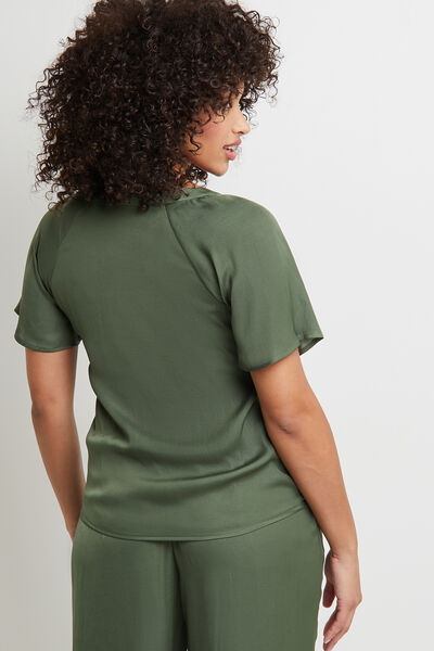 CARAMEL TEE-SHIRT MANCHES COURTES SATIN KAKI