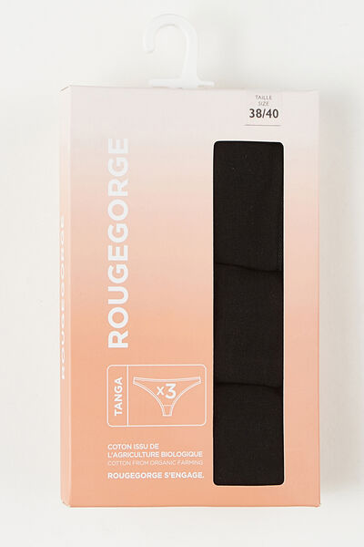 LOT TANGA X3 COTON BIO NOIR