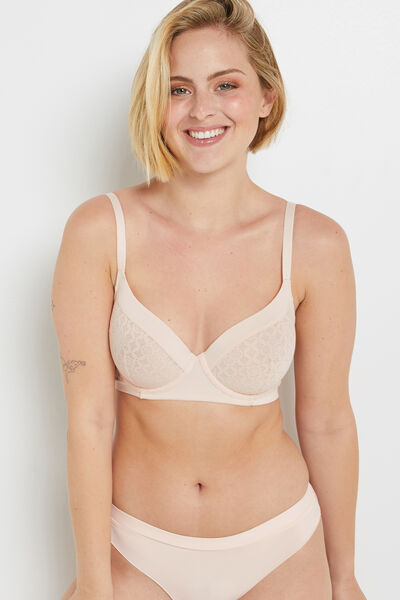 SOUTIEN-GORGE AMPLIFORME DENTELLE POUDRE