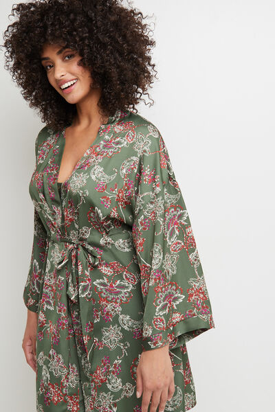 CARAMEL KIMONO SATIN MULTICO VERT