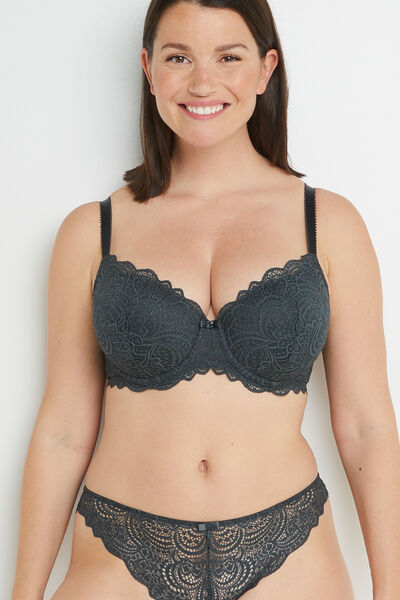 DENTELLE SOUTIEN-GORGE AMPLI EMBOITANT ANTHRACITE