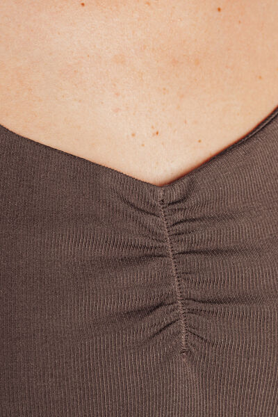 TEE-SHIRT MANCHES LONGUES MARRON