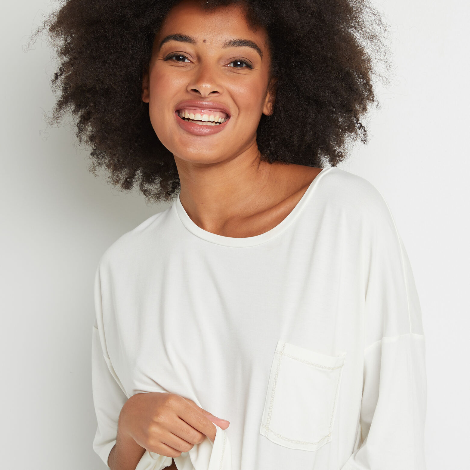 ABBY TEE SHIRT MANCHES COURTES MODAL IVOIRE