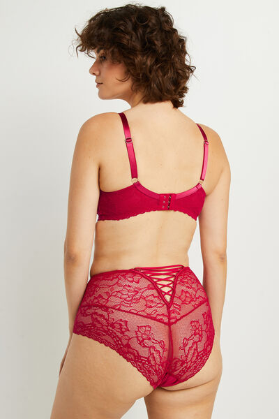 TRINITY CULOTTE TAILLE HAUTE DENTELLE ROUGE