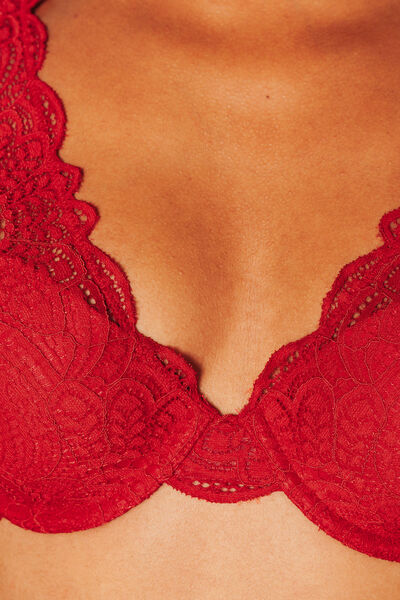 SOUTIEN-GORGE AMPLI FOULARD DENTELLE ROUGE