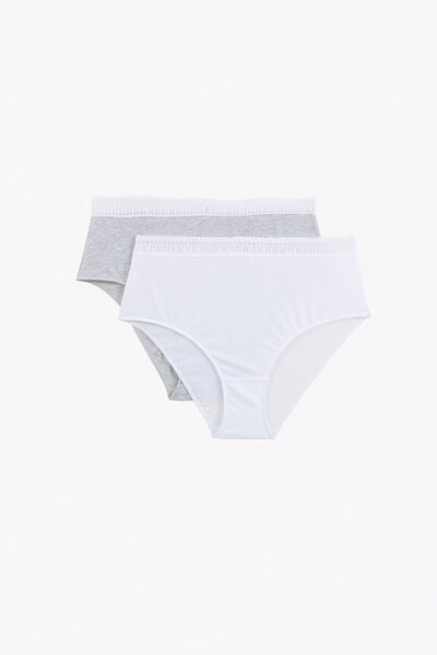 LOT DE 2 CULOTTES HAUTES COTON MULTICO BLANC