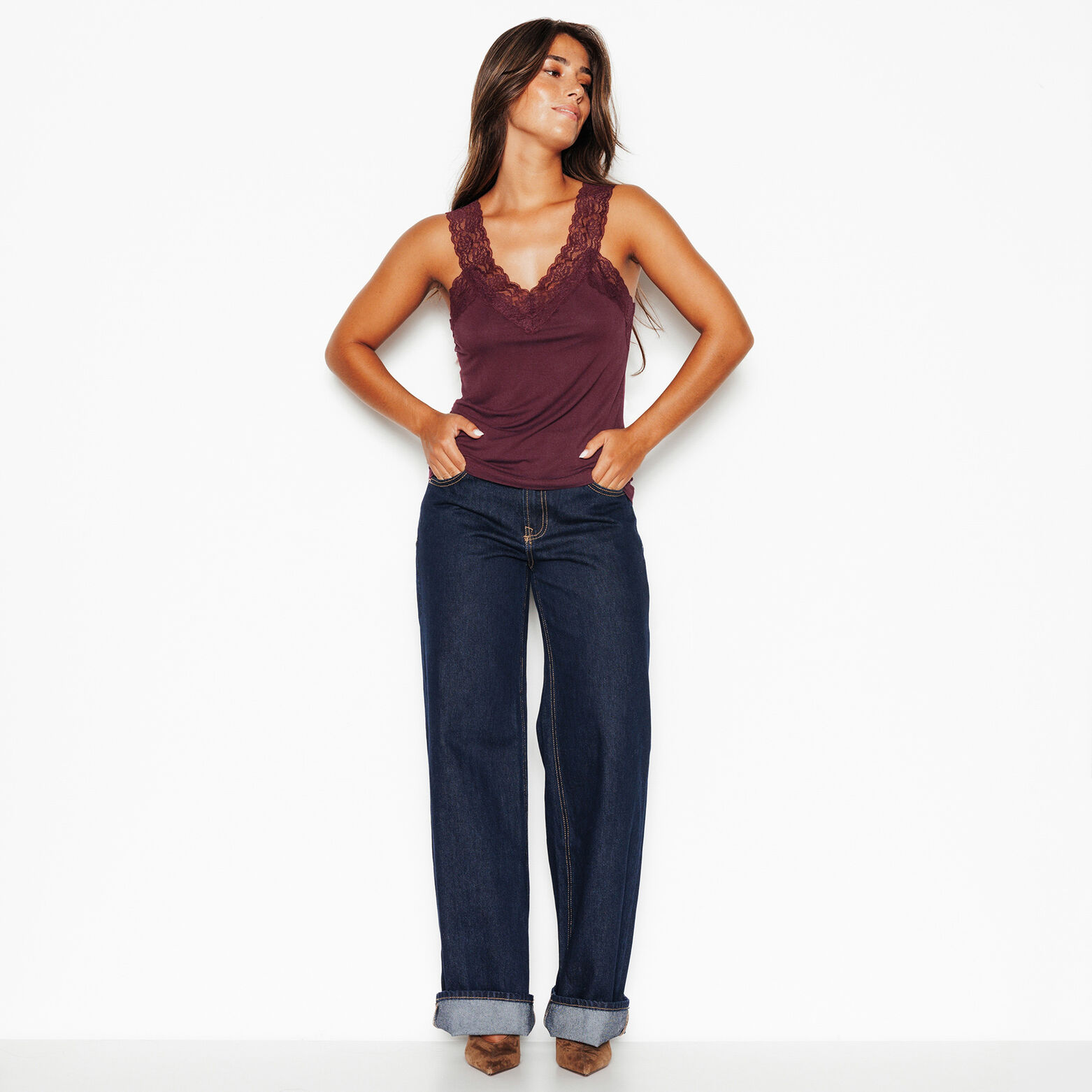 ITOO TOP DENTELLE BORDEAUX
