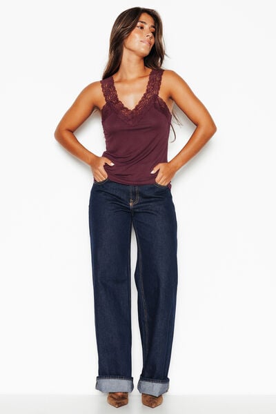 TOP DENTELLE BORDEAUX