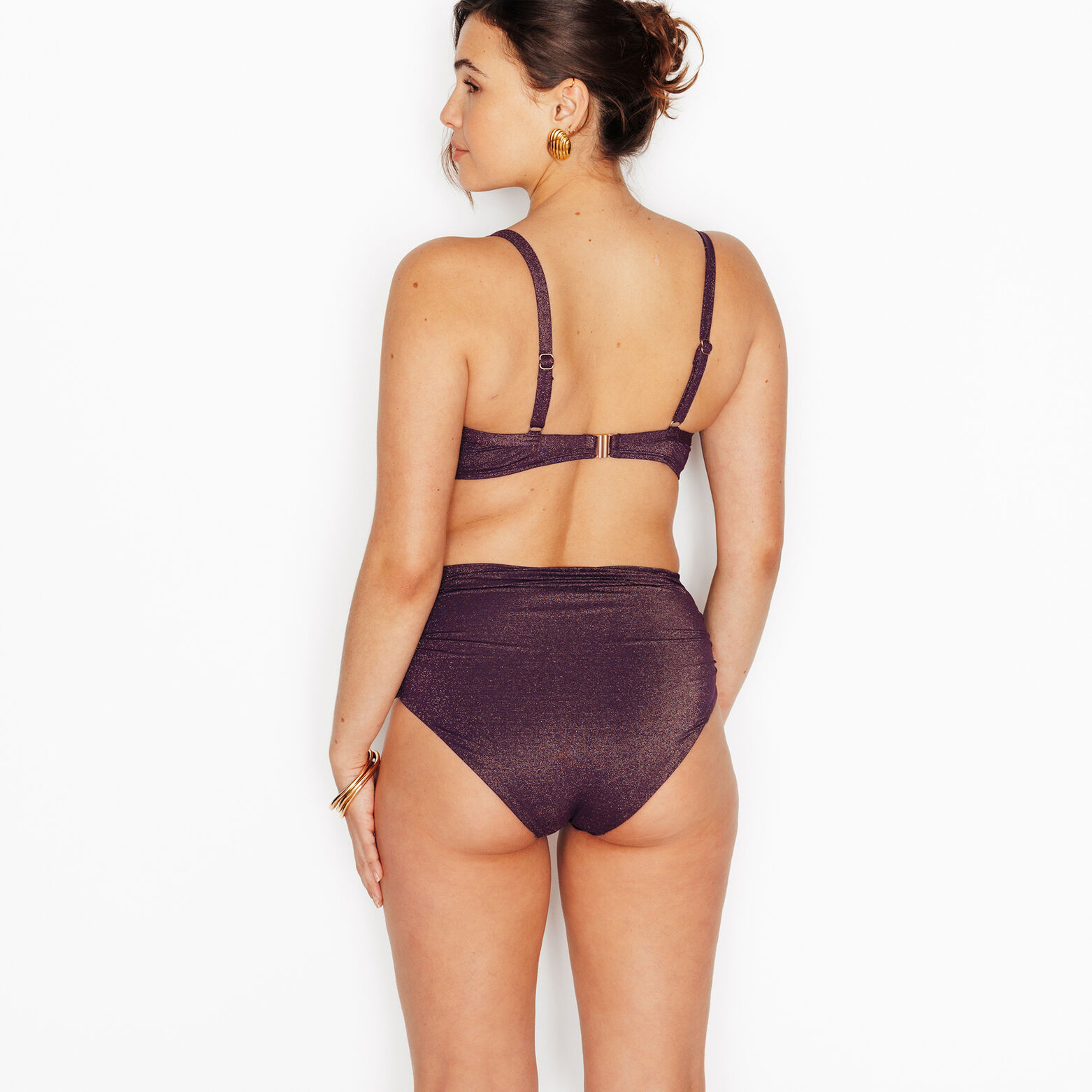 NESS Maillot de bain culotte haute PRUNE