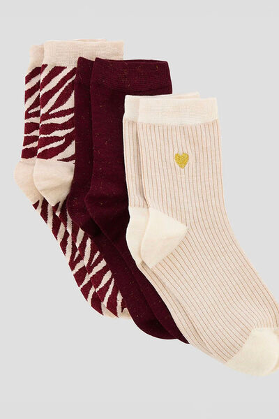 LOT DE 3 PAIRES DE CHAUSSETTES MULTICO VIOLET