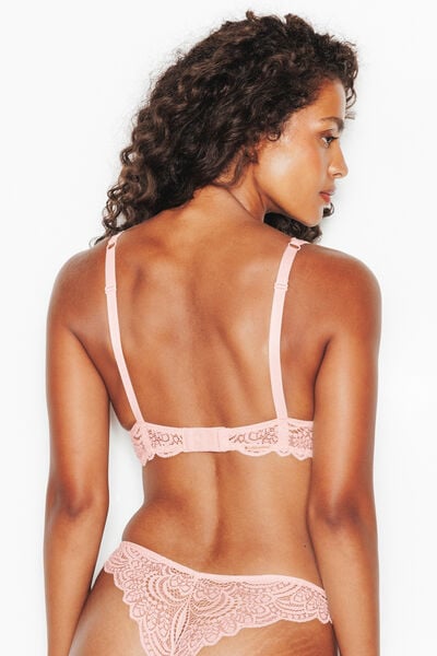 SOUTIEN-GORGE AMPLI FOULARD DENTELLE POUDRE